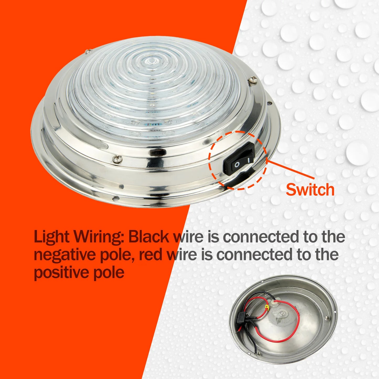 12V LED Dome Light 5.5" Stainless Steel | Boat, Marine & RV Cabin | StriveRiseFit