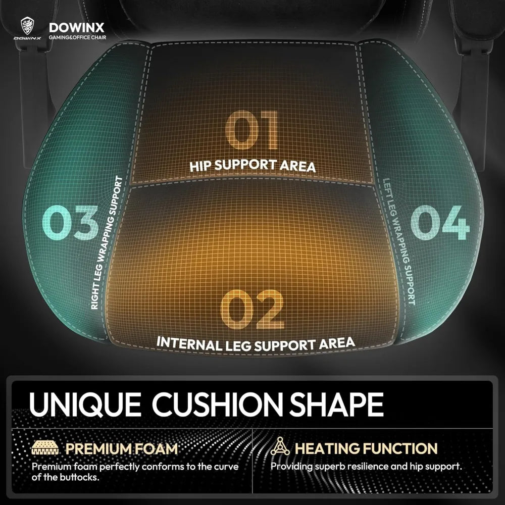 Dowinx Fabric Gaming Chair with Heated Massage - Big & Tall Gamer Chair