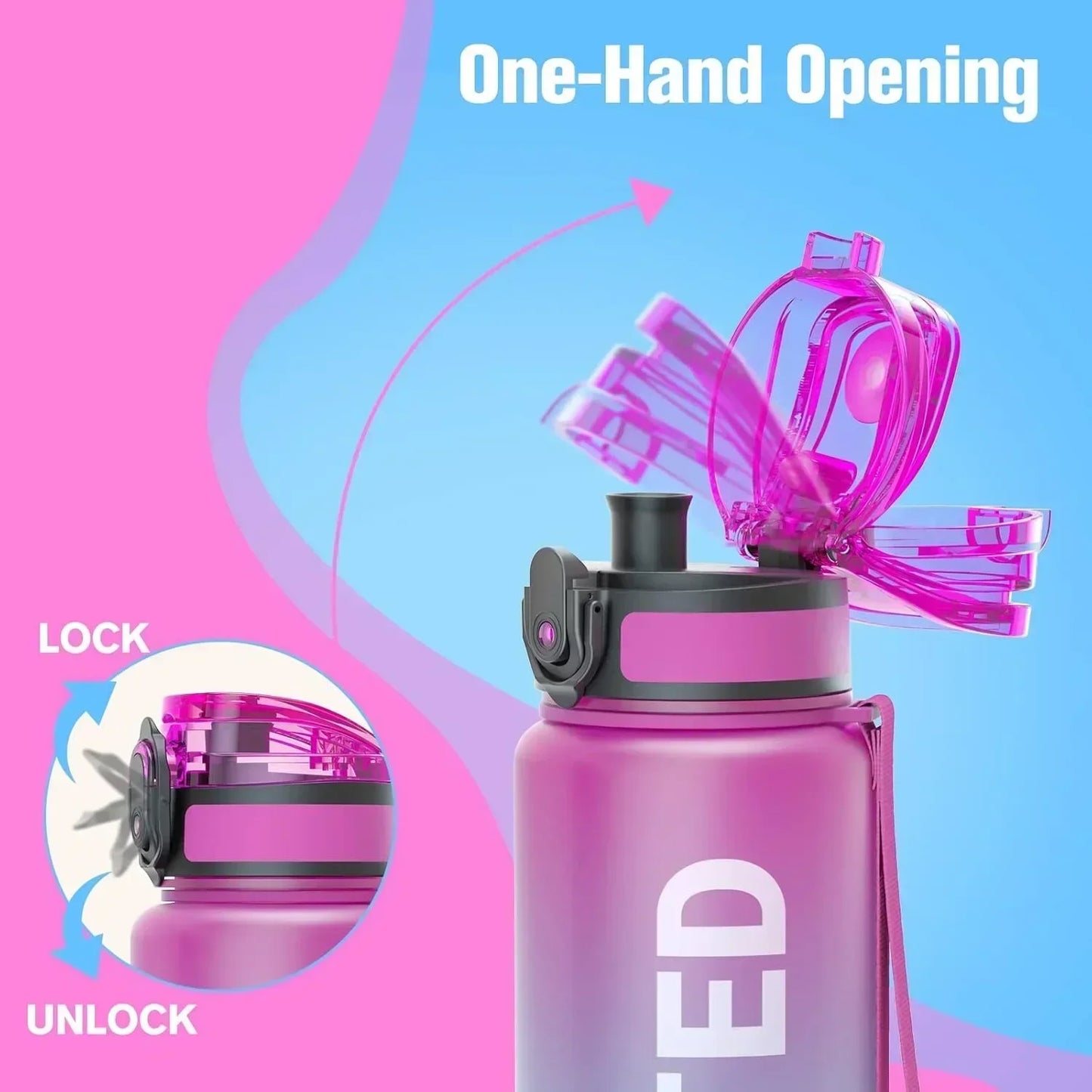 32oz Motivational Water Bottle - Leakproof Sports Bottle for Travel & Outdoor Activities