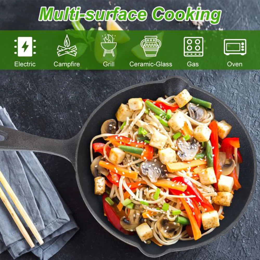 3-Piece Cast Iron Skillet Set 8, 10, 12 Inch - Nonstick Cookware | StriveRiseFit.com