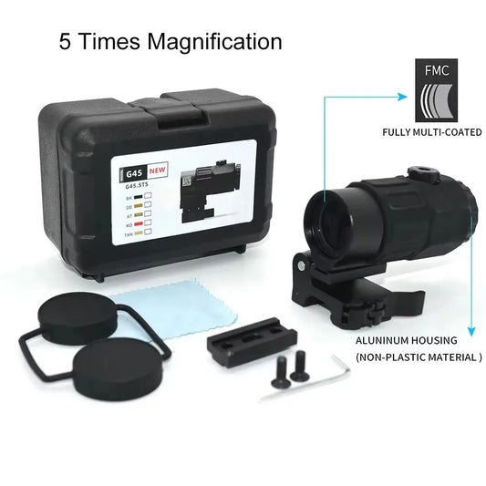 Rifle Magnifier Scope | G33 3.35x / G43 3x / G45 5x | Quick-Detach Side Mount for Picatinny Rail