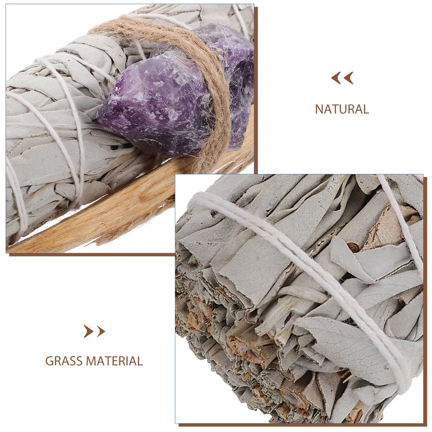 3-Piece Smudging Gift Set Amethyst Crystal Sage Bundle & Holy Wood Stick | StriveRiseFit