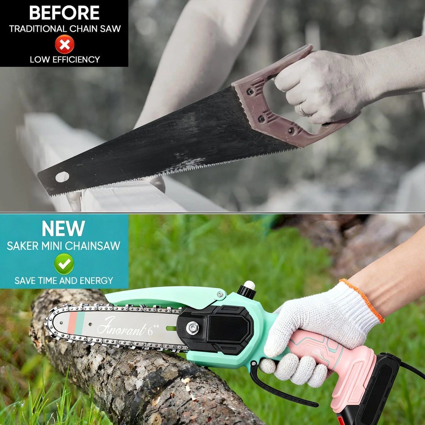 Mini Cordless Chainsaw | Handheld | Battery Powered | Multiple Colors | StriveRiseFit