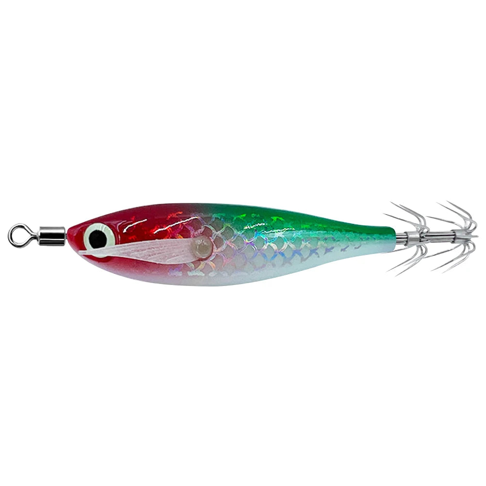 Luminous Squid Hook Lure - Glow-in-Dark, 3D Eyes, Double Hook for Night Squid & Cuttlefish Fishing