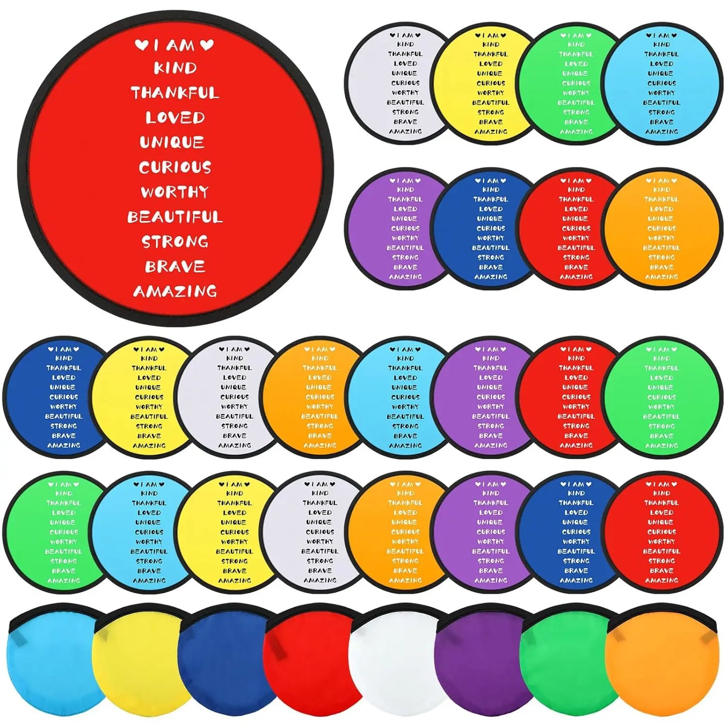 24-Piece Foldable Flying Disc Fans Set, 8 Colors for Parties, Outdoor Games & Prizes | StriveRiseFit