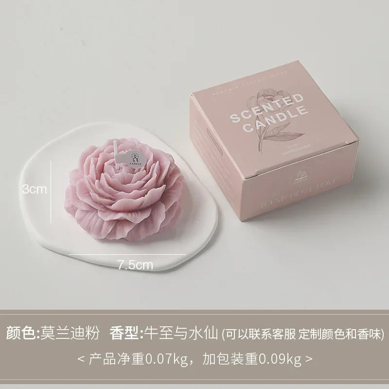 3D Peony Flower Shaped Scented Soy Wax Candle Gift 7 Scents | StriveRiseFit
