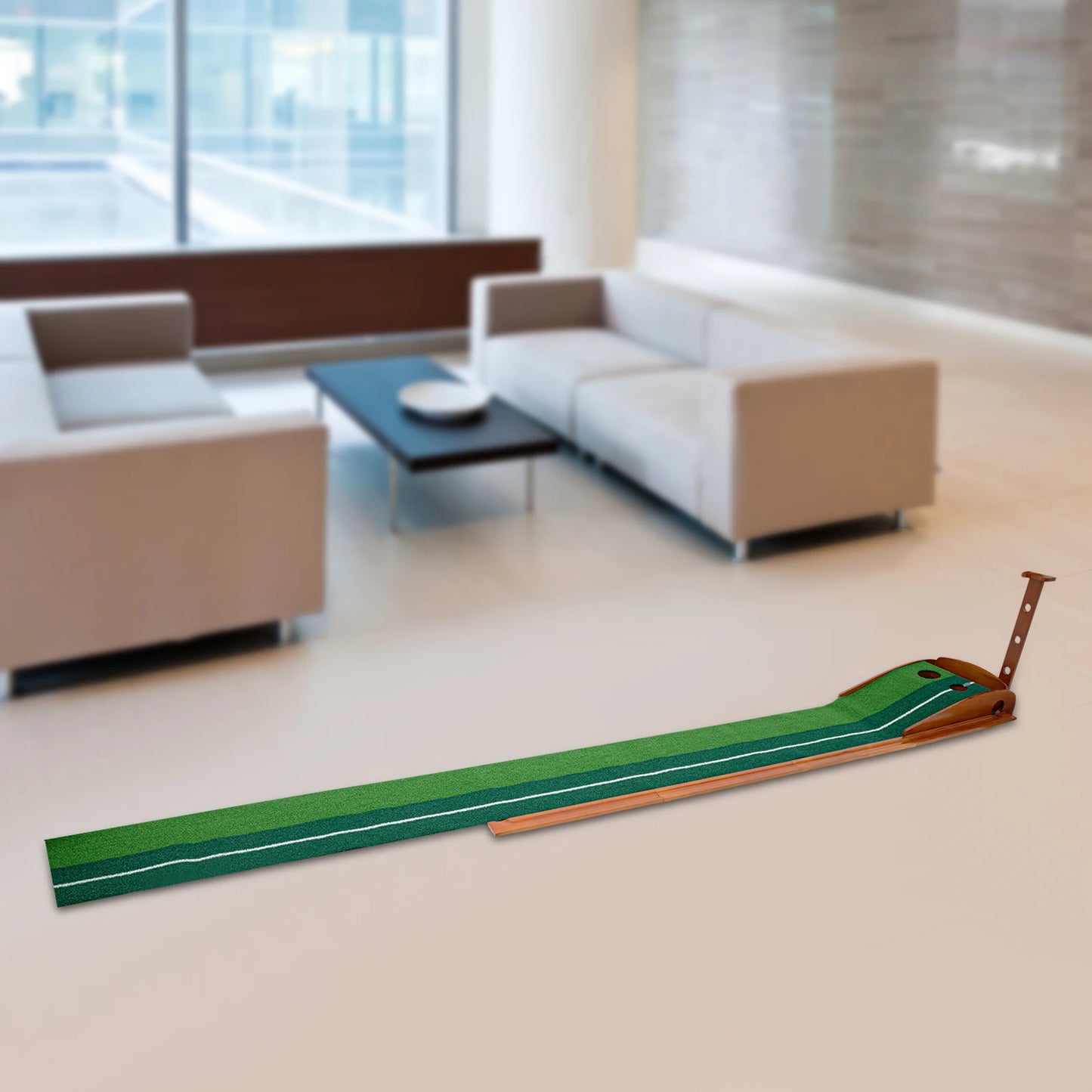 Indoor Golf Putting Green Mat with Auto Ball Return, Dual-Hole, 118" Long | StriveRiseFit