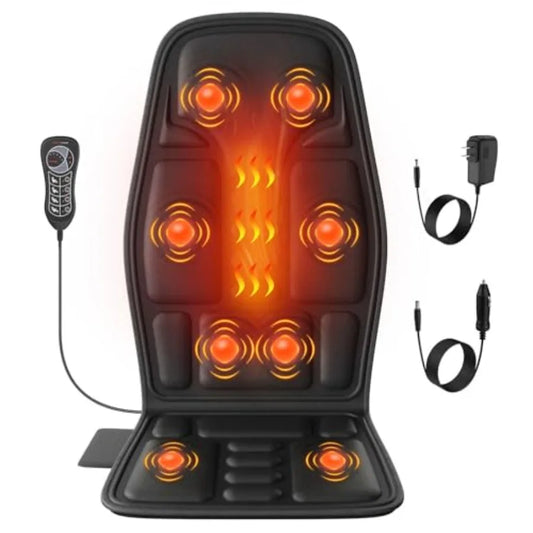 Vibration Back Massager for Chair with Heat | 8 Vibration Nodes, Seat Cushion Pad for Seniors & Office