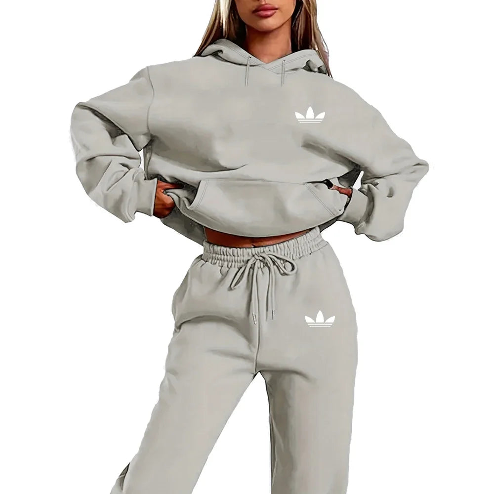 Women's Letter Print Hoodie Set - Street Hip Hop Sweatshirt & Pants | StriveRiseFit