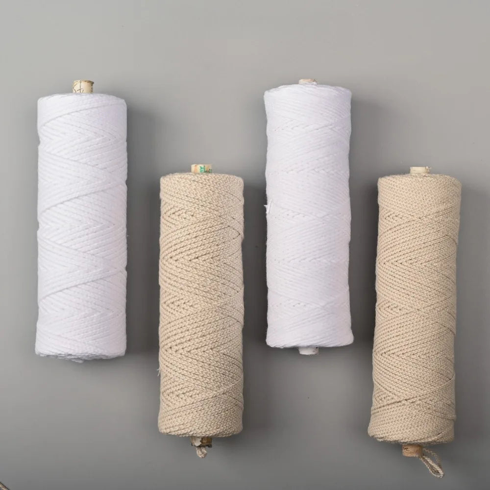 100m Cotton Candle Wick Roll, Eco & Square Braid, Multiple Strand Sizes | StriveRiseFit