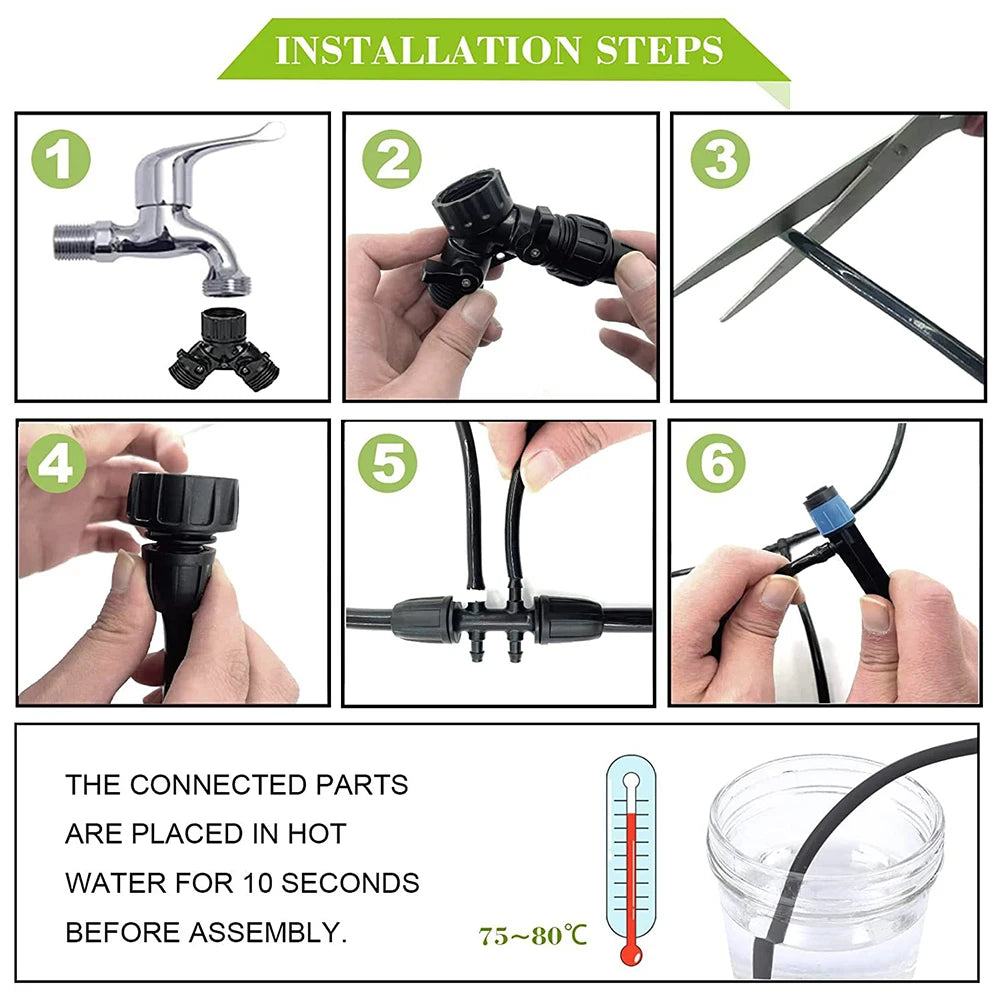 200 FT Drip Irrigation System Kit | Quick-Connect | Saves 80% Water | 2 Sprayer Types | StriveRiseFit