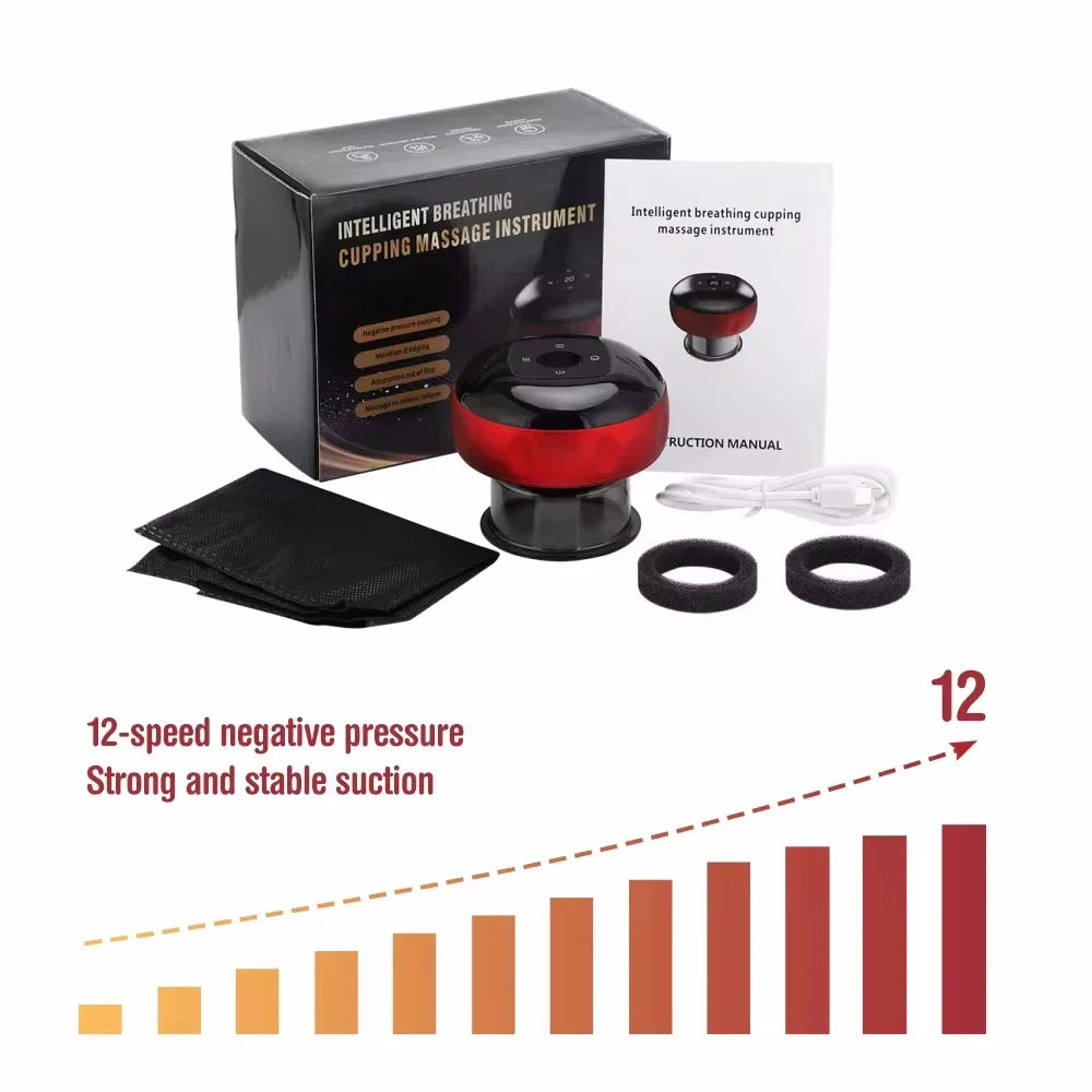 Smart Cupping Therapy Set - 12 Level Electric Cupping with Red Light