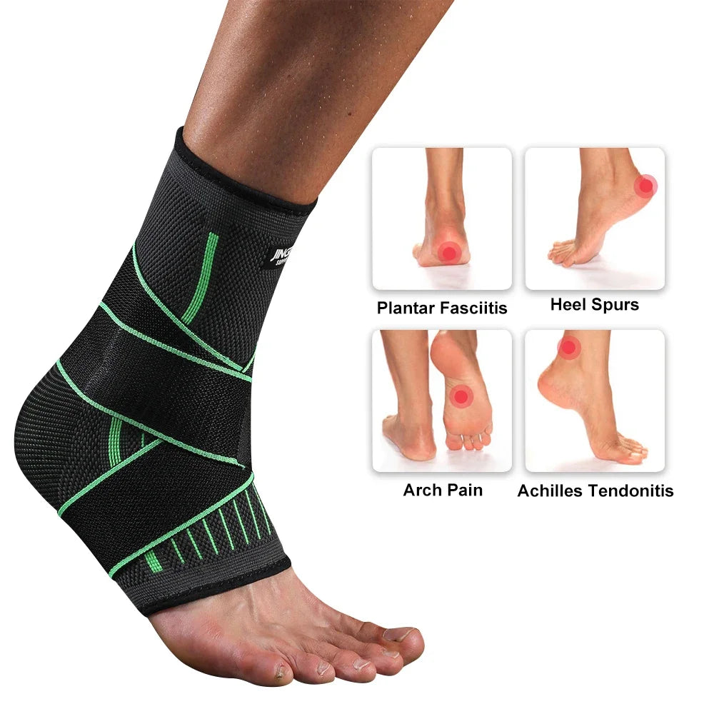 Ankle Brace Compression Sleeve Adjustable Support Strap for Sprain Plantar Fasciitis & Recovery | StriveRiseFit