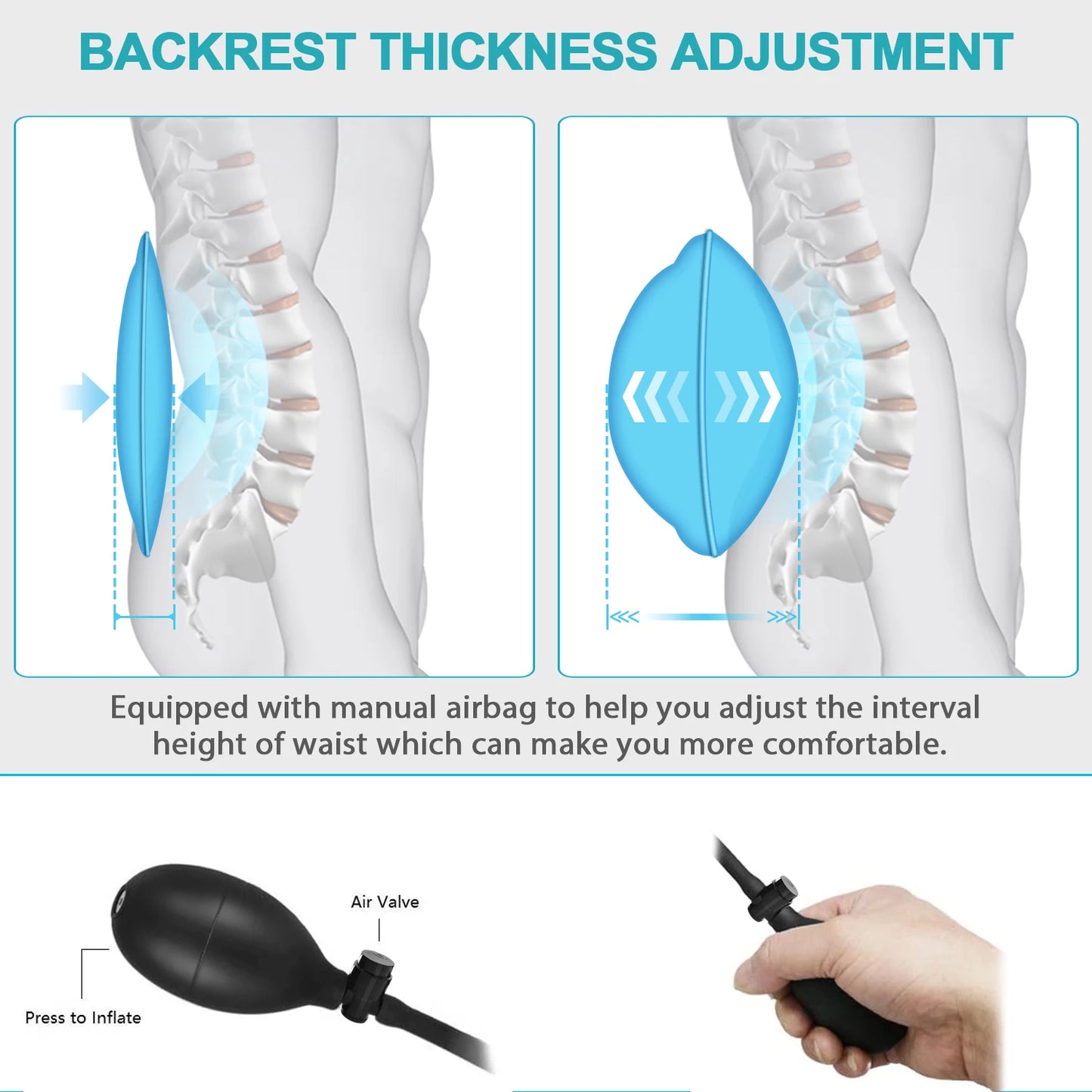 Massage Seat Cushion with Heat - 9 Vibration Modes Lumbar Support Chair Pad