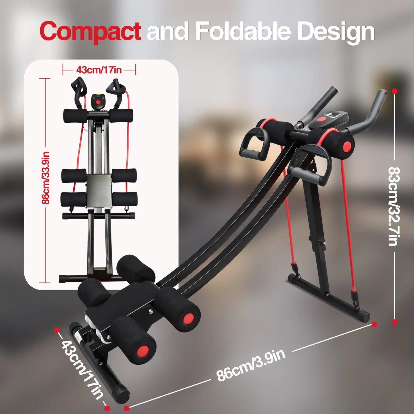 GIKPAL Foldable Ab Machine with LCD Display, 440 lb Capacity Core & Abdominal Trainer | StriveRiseFit
