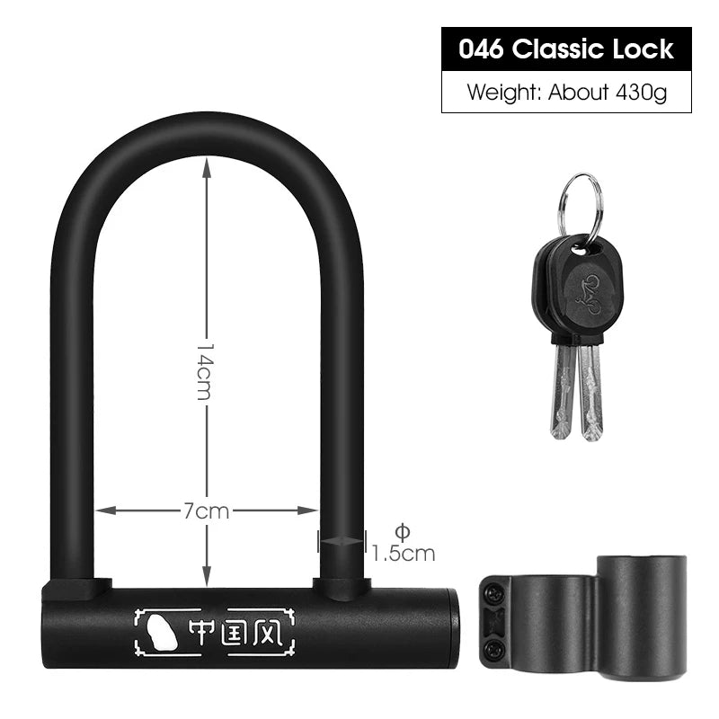 WEST BIKING Classic-046 Portable Anti-Theft U Lock for Bikes & Motorcycles