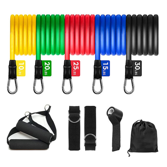 11Pcs Resistance Bands Set - Elastic Rubber Expander for Home Gym & Bodybuilding