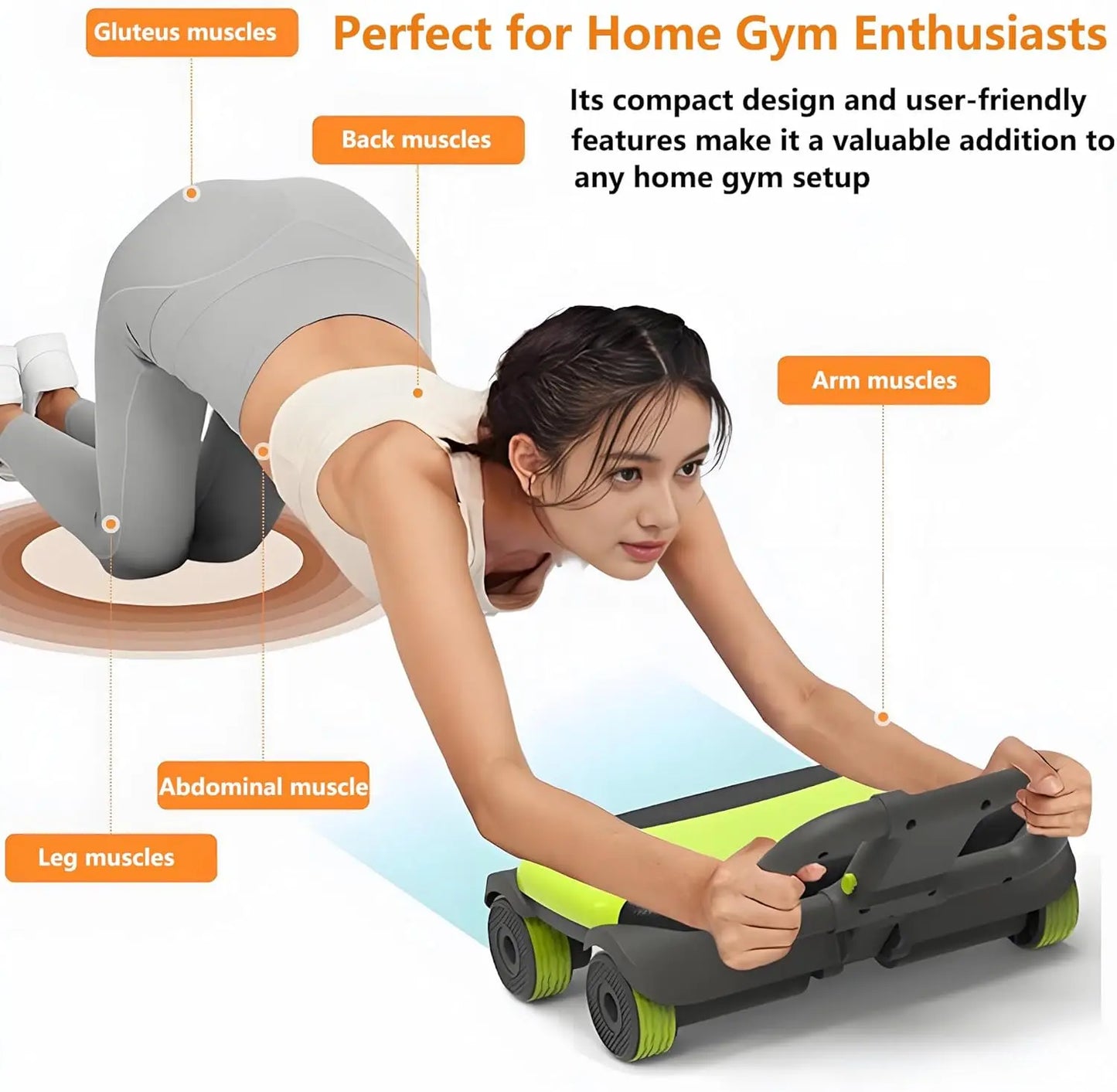 4-Wheel Ab Roller with Auto-Rebound for Core Strength Training | StriveRiseFit