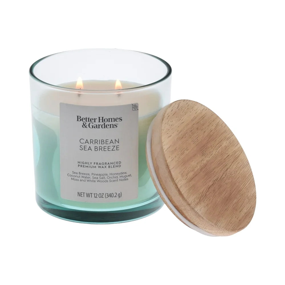 Scented 2-Wick Ombre Jar Candle 12oz with Sea Breeze Pineapple Honeydew Coconut Water and Sea Salt Fragrance ~ Aromatherapy ~ Home Decor
