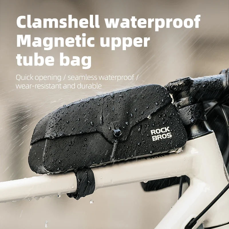 ROCKBROS AS-133 Waterproof Bike Top Tube Bag - Magnetic Flip, TPU Frame Pack