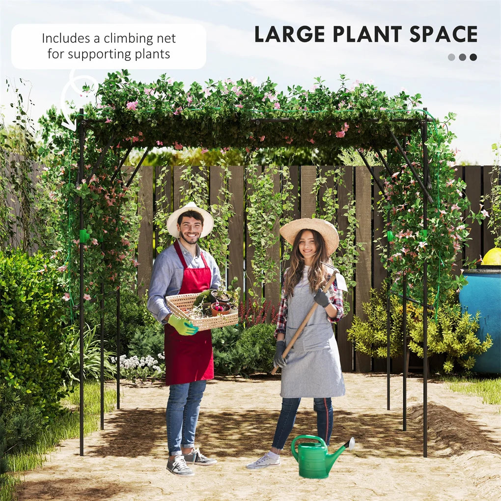 Large Tomato Cage & Climbing Plant Support | 87.8" Steel Frame, Trellis Netting, 83 Clips