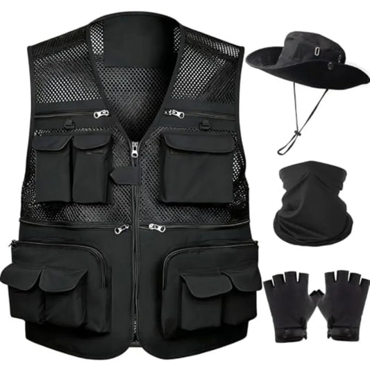 Men's Fishing Vest Multi-Pocket Lightweight Cargo Vest for Hiking Safari Travel | StriveRiseFit