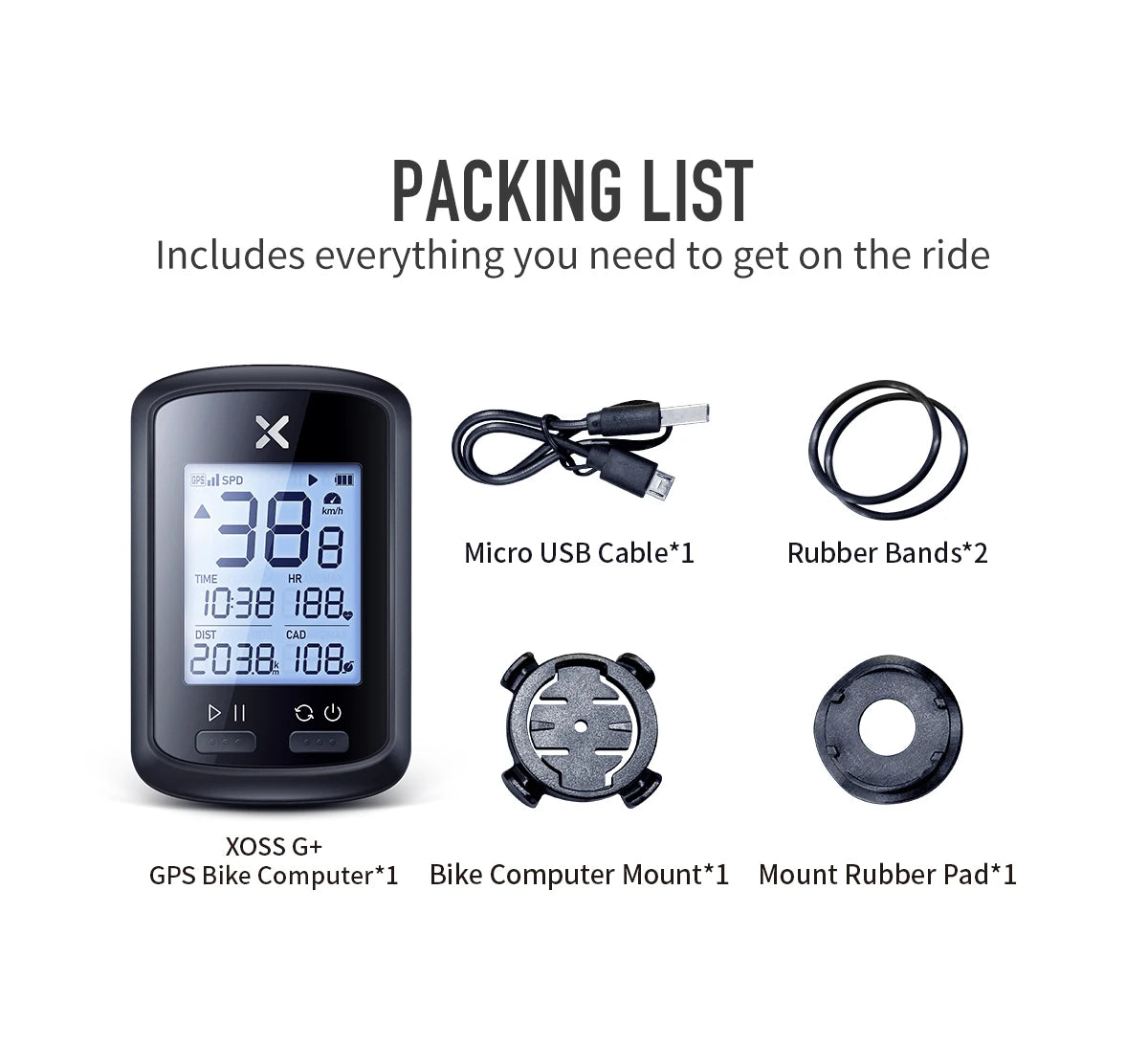 XOSS G+ GPS Bike Computer | Quad-Satellite, IPX7, Strava Sync, Barometer, 25-Day Battery