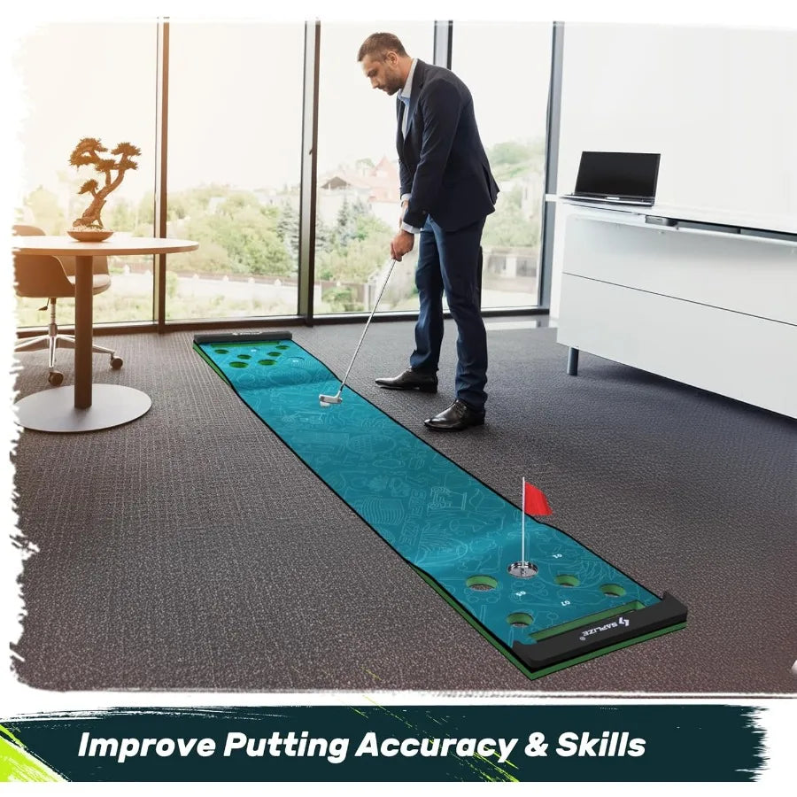 Golf Putting Mat, Adjustable Slope, Indoor & Outdoor Practice with Pong Game Mode | StriveRiseFit