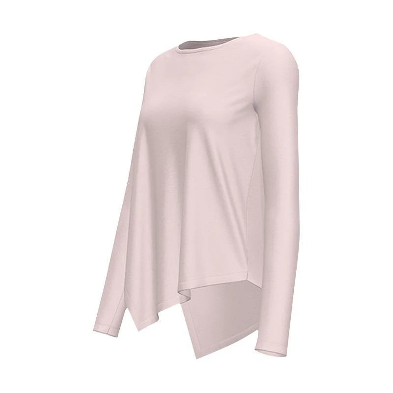 Women Yoga Long T-Shirt Round Neck Solid Color Loose Casual Sport Sunscreen Yoga Tops Fall Outdoor Riding Running Sport Yoga Top