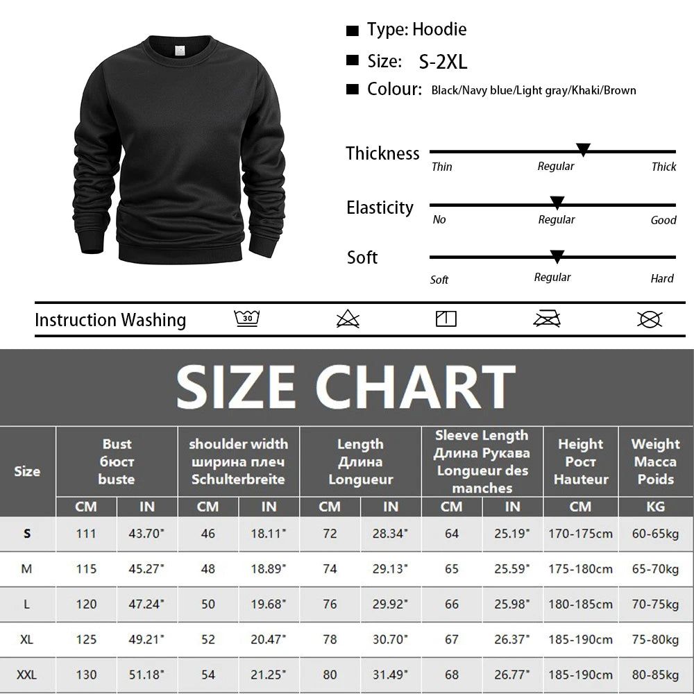 Men's Crew Neck Sweatshirts Solid Color ~ Outdoor Casual Daily Long Sleeve Pullover Sportswear