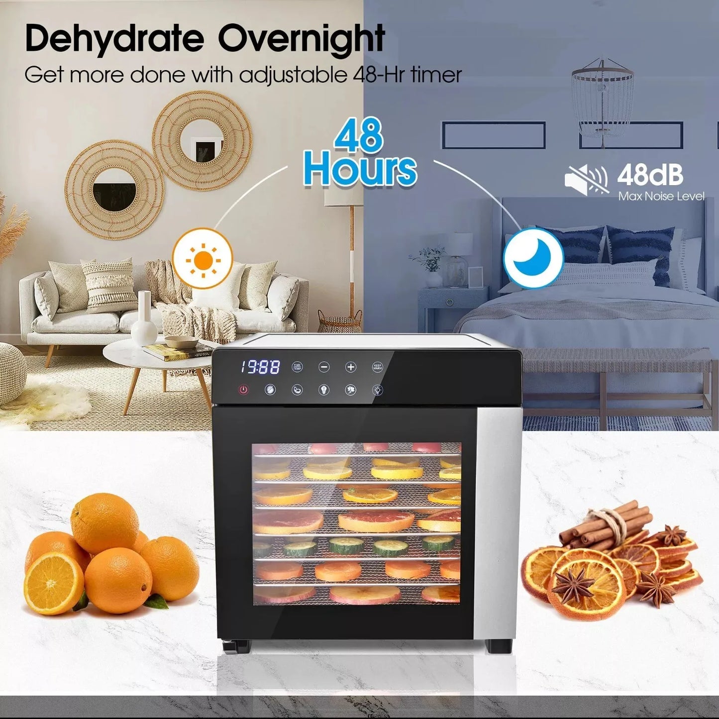 8-Tray Food Dehydrator 600W - Digital Timer & 4 Presets | StriveRiseFit