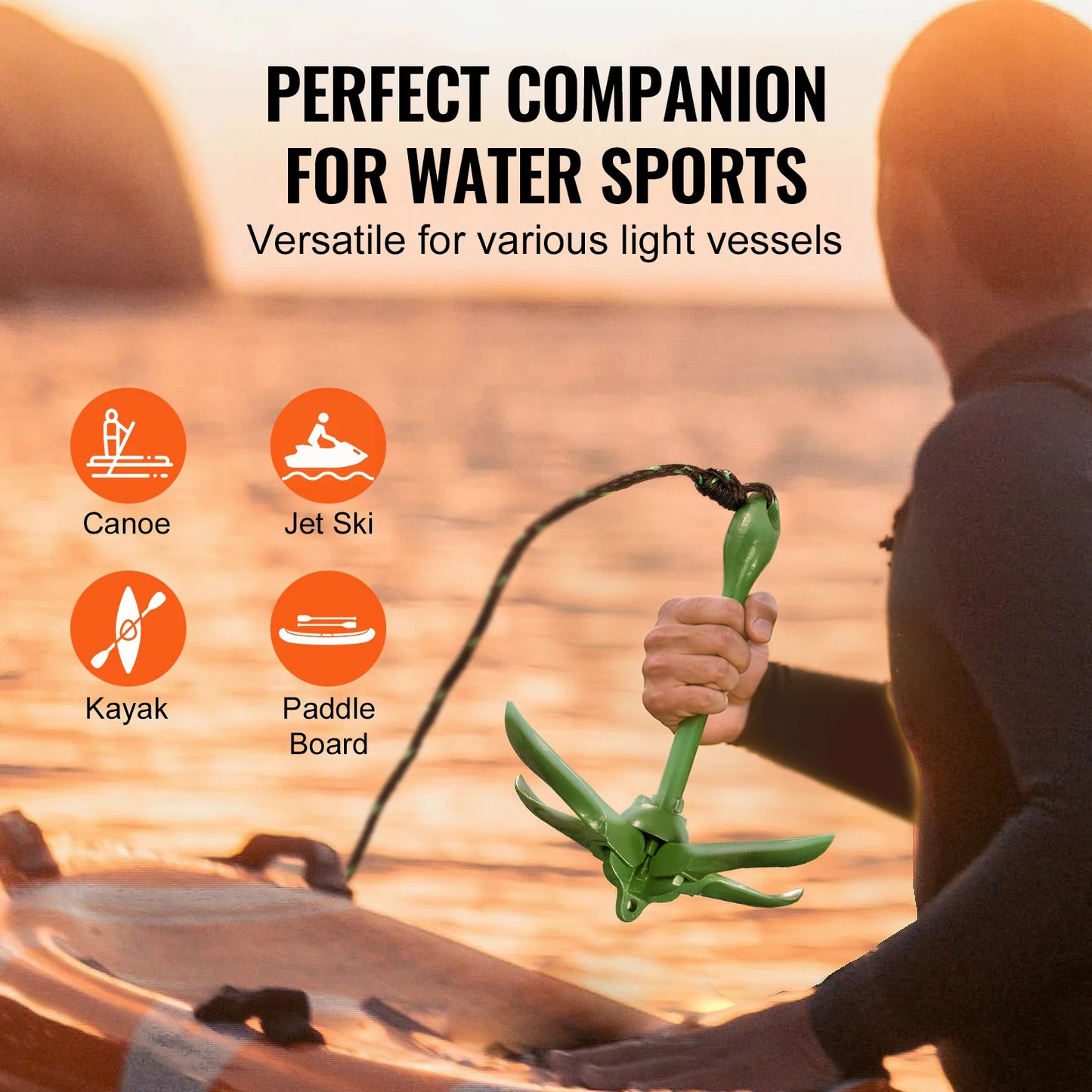 3.5 lb Folding Kayak Anchor Kit — 4-Fluke with Rope, Buoy & Storage Bag | StriveRiseFit