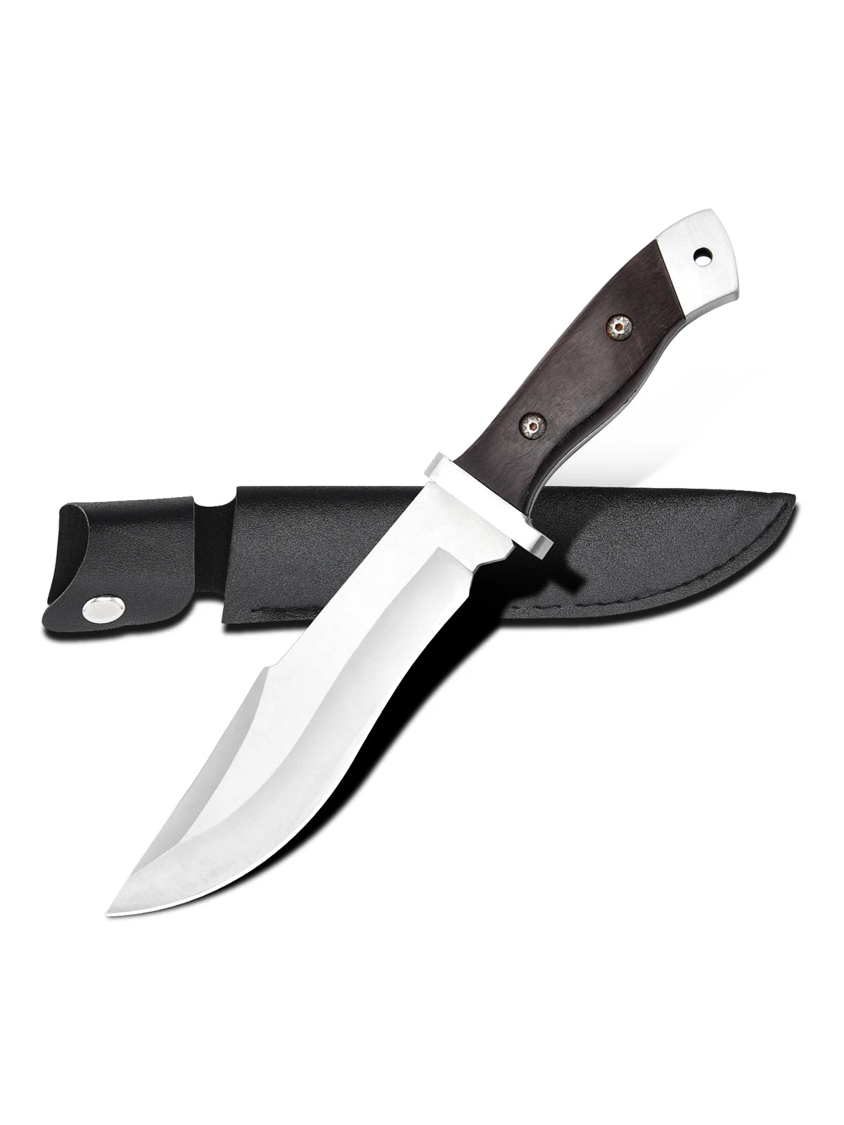 Gdekls Stainless Steel Hunting Knife with Wood Handle & Leather Sheath