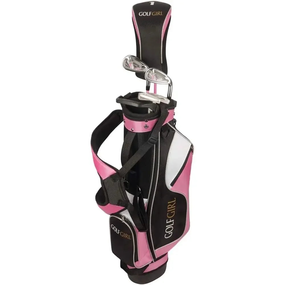Junior Girls Golf Set | Pink Right-Handed Clubs, Graphite Shafts & Stand Bag (Ages 8-12)