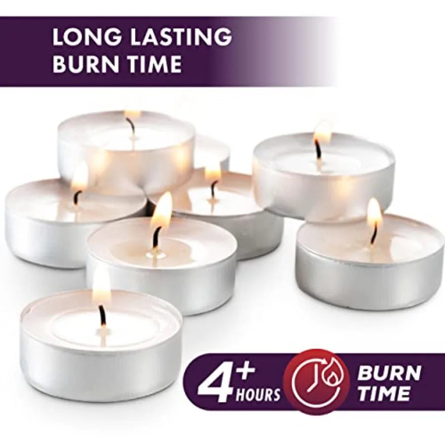 Unscented White Tea Light Candles Smokeless & Dripless 4-Hour Burn | StriveRiseFit