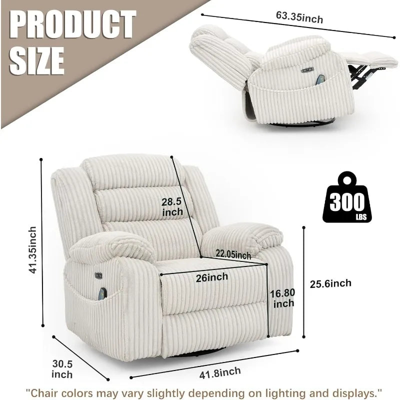 Power Recliner Chair with Massage & Heat - USB Charging | StriveRiseFit
