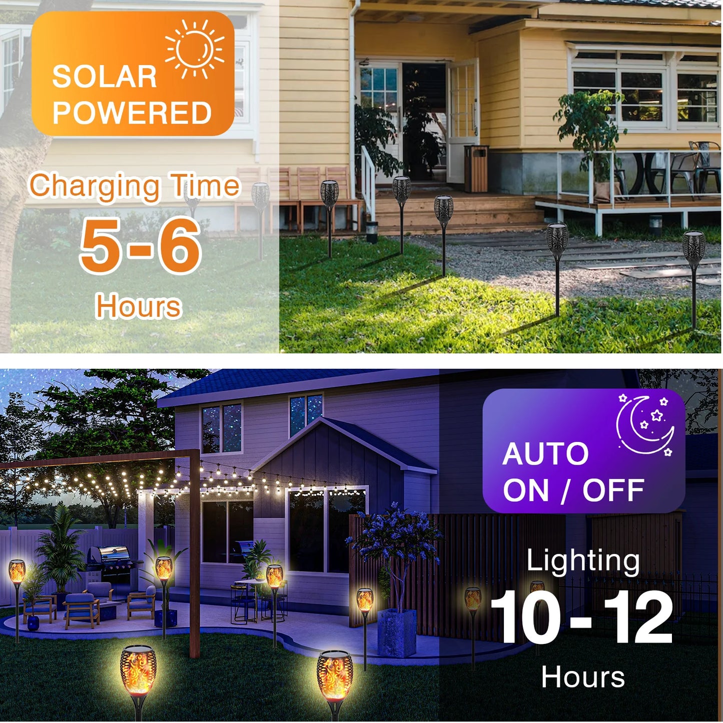 Solar Flame Torch Lights | 43" | 96 LED | Flickering | Waterproof | 4–16 Pack | StriveRiseFit