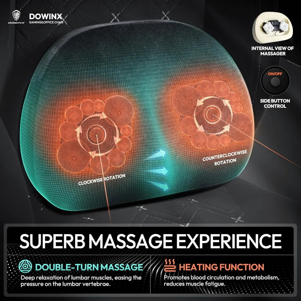 Dowinx Fabric Gaming Chair with Heated Massage - Big & Tall Gamer Chair