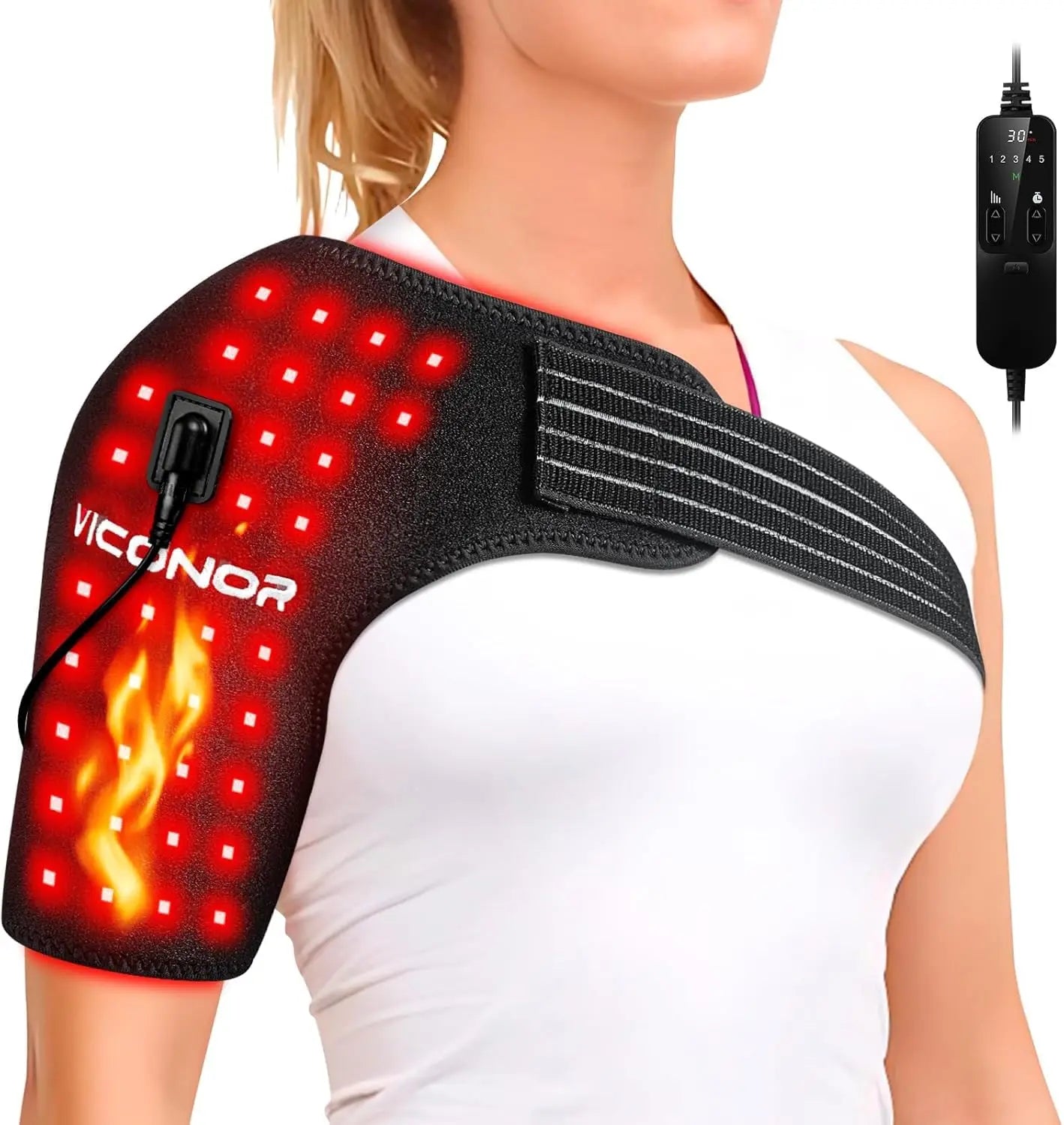 Red Light Therapy Shoulder Wrap — 660nm & 850nm Infrared Heat Pad for Pain Relief