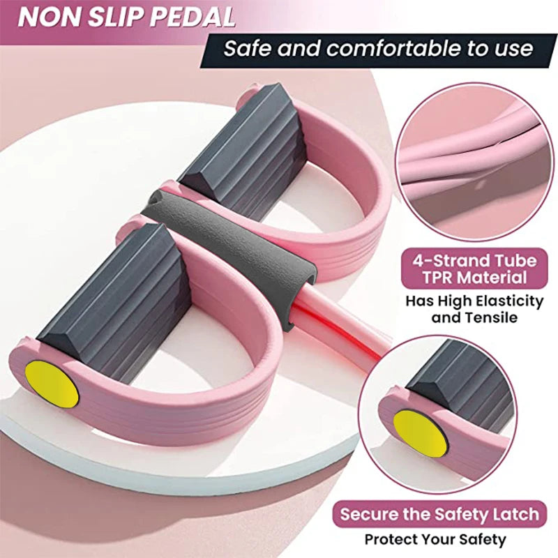4-Tube Resistance Band Pedal Puller | Natural Latex, Full Body Training, Home Gym & Yoga