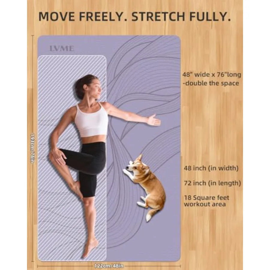 Extra Large Yoga Mat 75.5"x47.6", 10mm Thick Non-Slip TPE, 4 Colors | StriveRiseFit