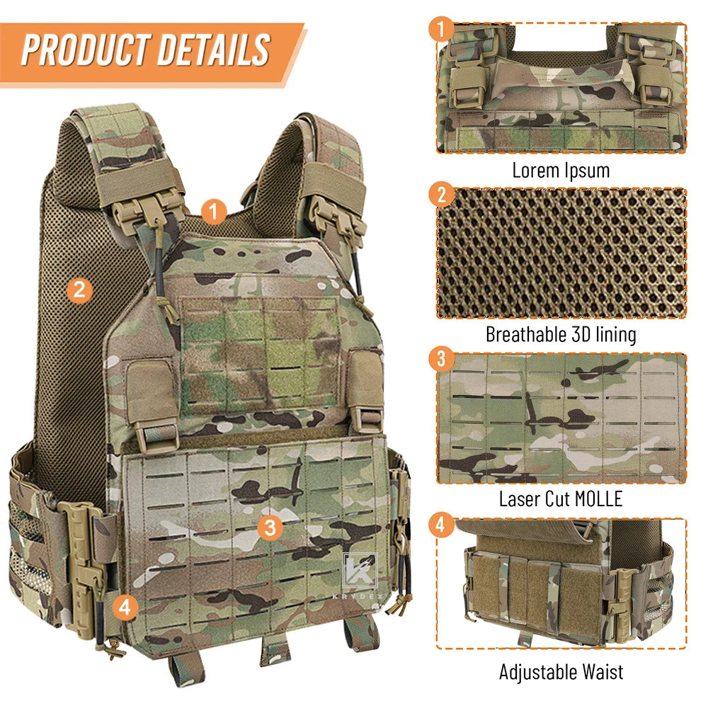 KRYDEX Tactical Vest - Molle Plate Carrier with Quick Release - StriveRiseFit