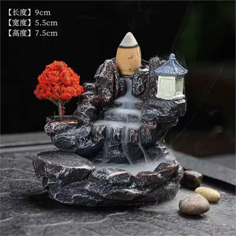 Zen Mountain Waterfall Backflow Incense Burner Resin 4 Styles | StriveRiseFit