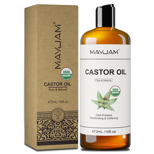 USAD Organic Castor Oil Cold Pressed Pure Natural Carrier Oil for Massage, Moisturizing Face, Hair, Skin & Eyelash Growth ~ OR ~ Fractionated Coconut Oil