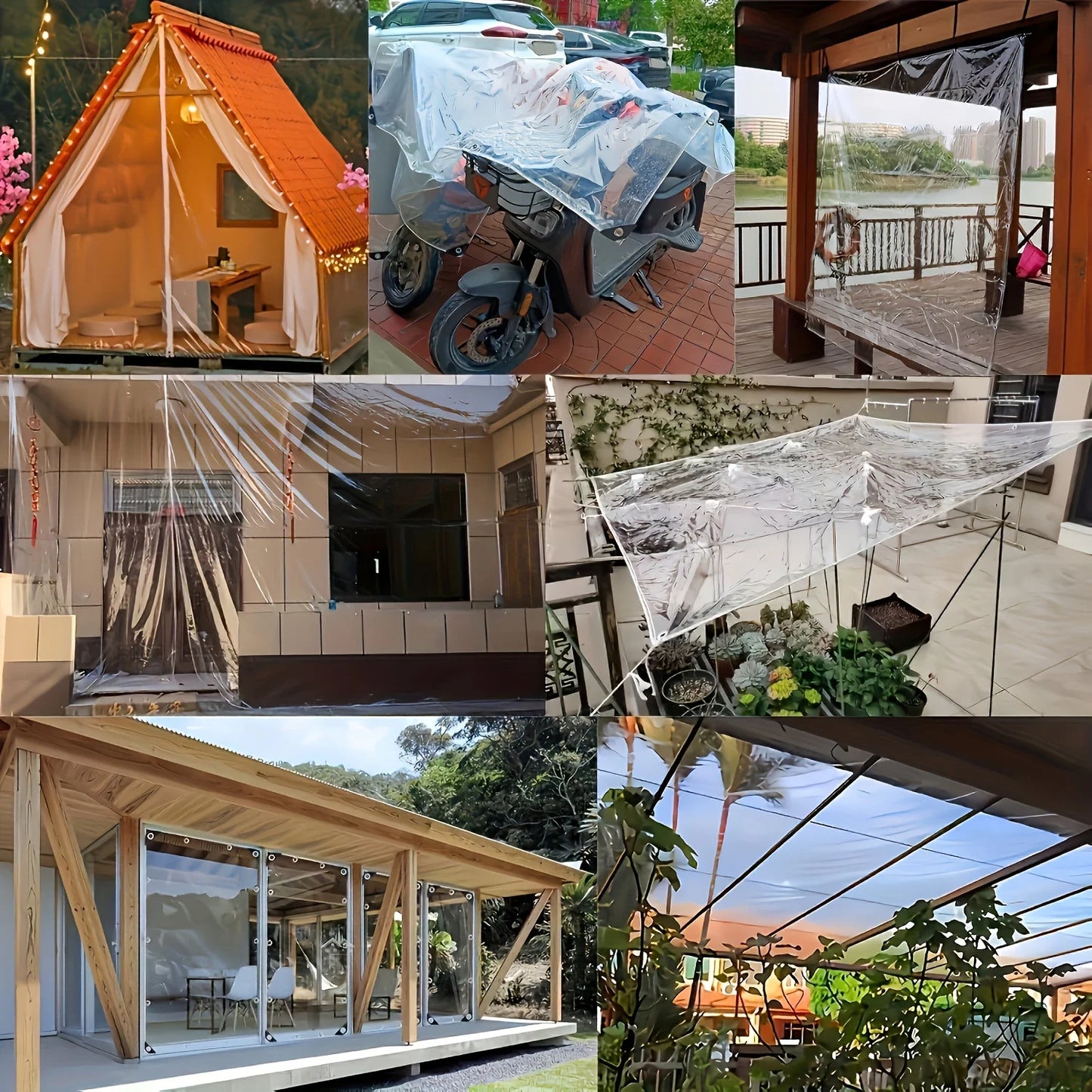 Transparent Waterproof Rain Canopy Tarp – Camping, Garden & Patio Shelter