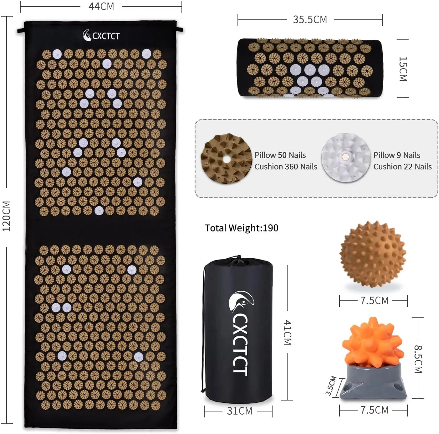 Extra Long Acupressure Mat & Pillow Set 72"x16", 12,000+ Spikes & Magnetic Therapy | StriveRiseFit
