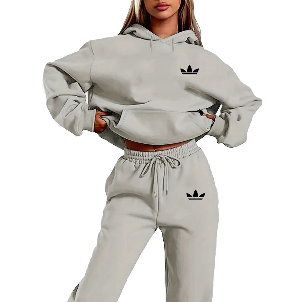 Women's Letter Print Hoodie Set - Street Hip Hop Sweatshirt & Pants | StriveRiseFit