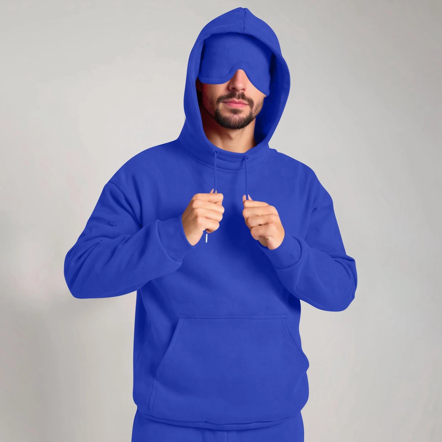 Hooded Sweatshirt with Built-In Eye Mask - Unisex Casual Pullover | StriveRiseFit