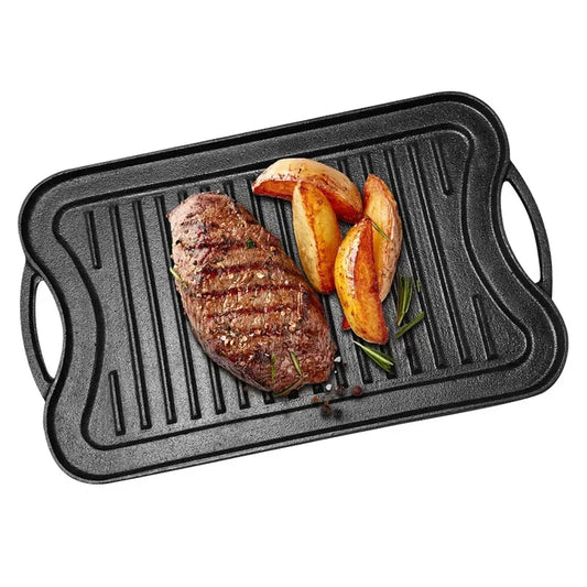 Cast Iron Reversible Grill Pan | 20x10", Pre-Seasoned, Flat & Ribbed, Induction & Campfire | StriveRiseFit