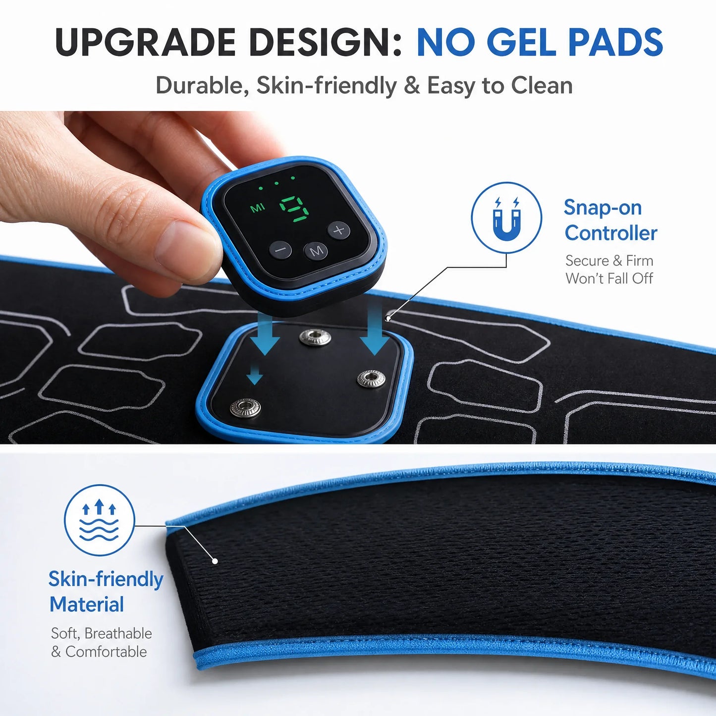 EMS Abdominal Muscle Trainer Belt | 6 Modes, 9 Levels, No Gel | StriveRiseFit